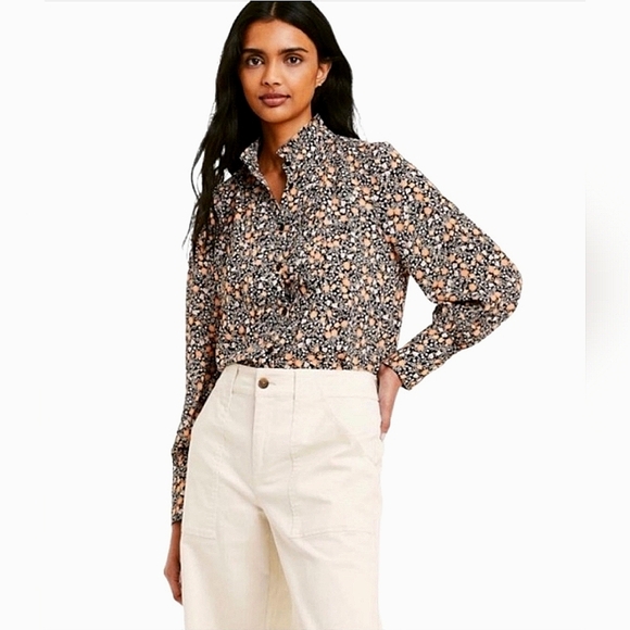 Nili Lotan for Target Black Orange White floral blouse size XS - Picture 1 of 11